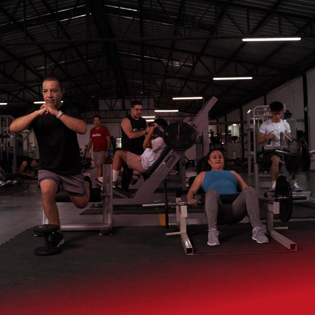 FOTOGRAFÍA DE INSTALACIONES DEL GIMNASIO DE FITEVER PERSONAS EN ACTIVIDAD DE FUERZA FÍSICA